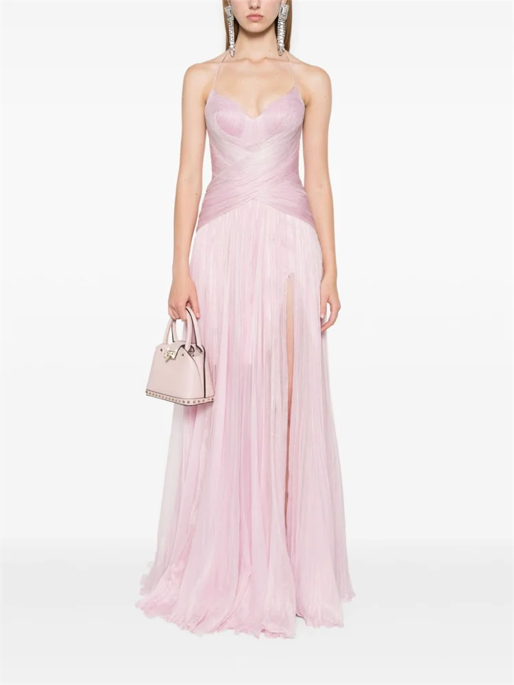 Customized Sweetheart Neckline Thin Straps Tulle A-Line Evening Dress Open Back Zipper Floor Length High Slit Gown For Women
Customized Sweetheart Neckline Thin Straps Tulle A-Line Evening Dress Open Back Zipper Floor Length High Slit Gown For Women