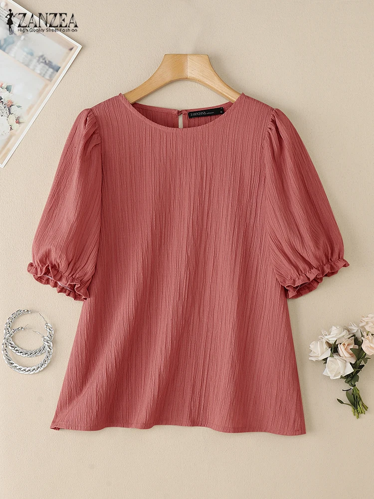 Summer Elegant Blouse 2025 ZANZEA Office Women Shirt Casual Short Sleeve Solid Pleated Blusas Female OL Work Tops Tunic Oversize
Summer Elegant Blouse 2025 ZANZEA Office Women Shirt Casual Short Sleeve Solid Pleated Blusas Female OL Work Tops Tunic Oversize