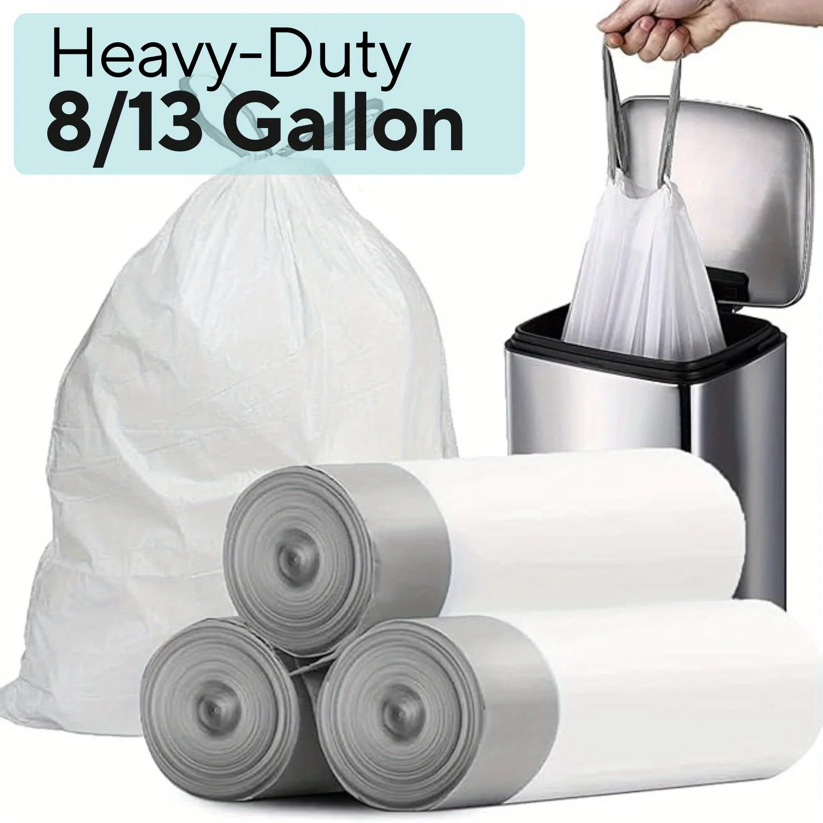 100-Pack Heavy Duty 13 Gal Drawstring Trash Bags - 1mil Leak-Proof Commercial-Grade Garbage Liners for Restaurants, Offices & High-Traffic Areas - Extra Thick Tear-Resistant Design
100-Pack Heavy Duty 13 Gal Drawstring Trash Bags - 1mil Leak-Proof Commercial-Grade Garbage Liners for Restaurants, Offices & High-Traffic Areas - Extra Thick Tear-Resistant Design