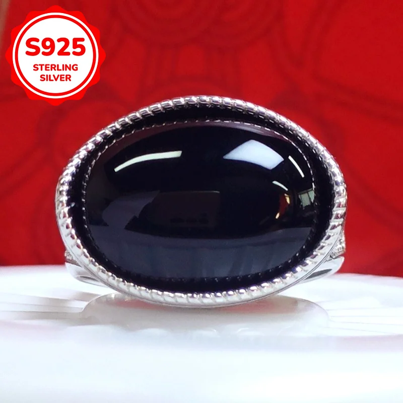 1 Pc Retro Micro-set Wavy Pattern Black Agate Ring in Premium 925 Silver, A Beautiful Piece of Daily Versatile Jewelry.
1 Pc Retro Micro-set Wavy Pattern Black Agate Ring in Premium 925 Silver, A Beautiful Piece of Daily Versatile Jewelry.