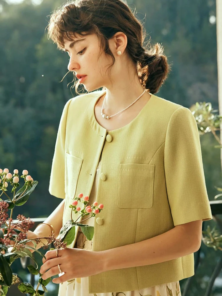 OLrain Women Summer Cropped Jacket 2025 French Elegant Short Sleeve Round Neck Jacket Office Lady Green Outerwear O23XW81561
OLrain Women Summer Cropped Jacket 2025 French Elegant Short Sleeve Round Neck Jacket Office Lady Green Outerwear O23XW81561
