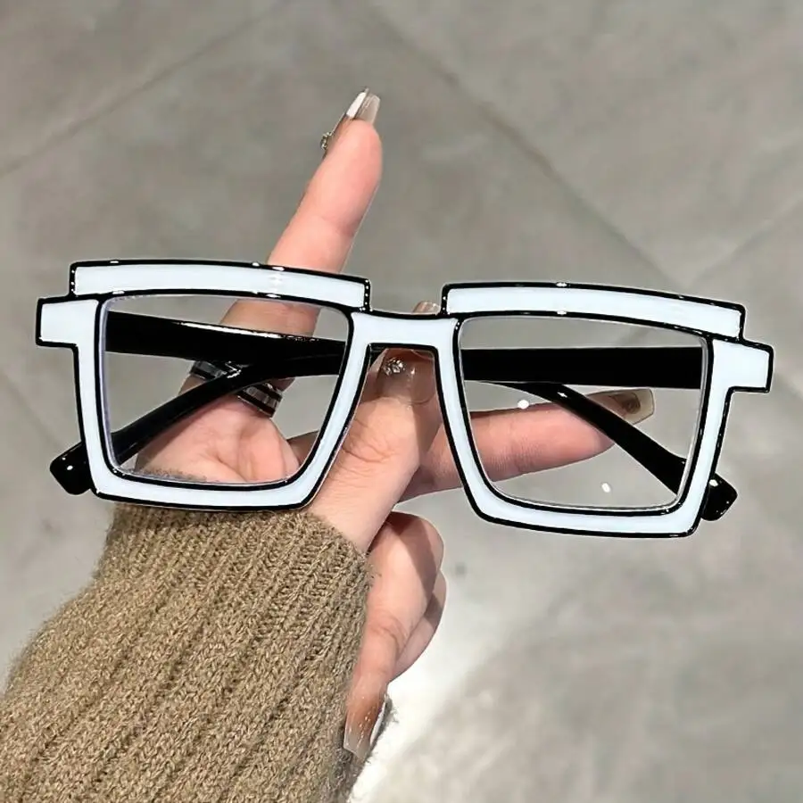 Square Two-Tone White Black Frame Transparent Lens Fashion Eyewear for Women and Men
Square Two-Tone White Black Frame Transparent Lens Fashion Eyewear for Women and Men