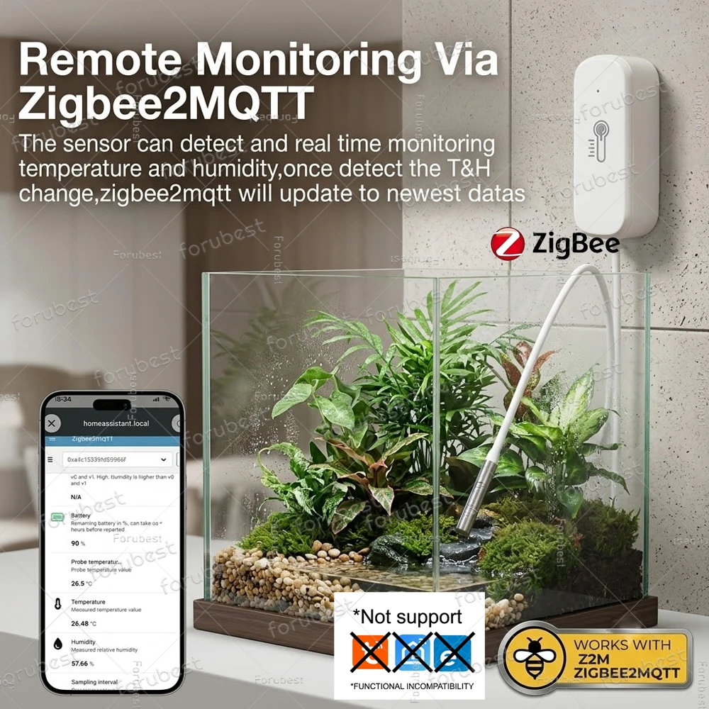 Zigbee Temperature Humidity Sensor With External Probe Temp Sensor Home Assistant APP Remote Monitor For Zigbee2MQTT Automation
Zigbee Temperature Humidity Sensor With External Probe Temp Sensor Home Assistant APP Remote Monitor For Zigbee2MQTT Automation