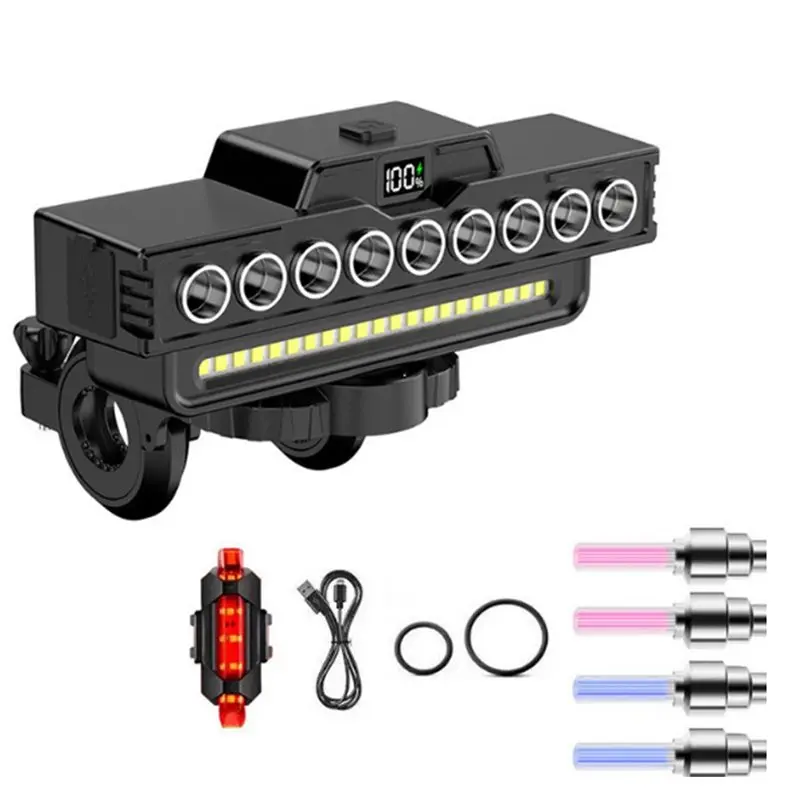 Hot AD-LED Bike Light Set- 9 Pieces, Rechargeable 1600LM Front& 200LM Rear Lamp For MTB/Road Cycling, IPX5 Waterproof 7 Modes
Hot AD-LED Bike Light Set- 9 Pieces, Rechargeable 1600LM Front& 200LM Rear Lamp For MTB/Road Cycling, IPX5 Waterproof 7 Modes