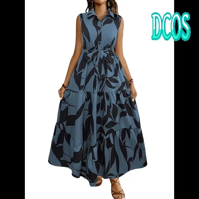 DCOS-Women's Summer Floral Maxi Dress Button Up Collar Tie Waist Tiered Ruffle Sleeveless Boho Dresses
DCOS-Women's Summer Floral Maxi Dress Button Up Collar Tie Waist Tiered Ruffle Sleeveless Boho Dresses