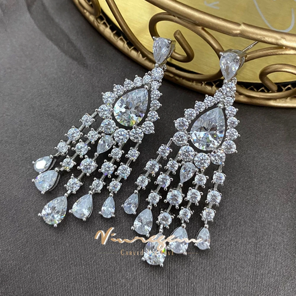 Vinregem 7*10 MM Pear Cut Lab Created Sapphire High Carbon Diamond Gems Tassel Drop Earrings 925 Sterling Silver Fine Jewelry
Vinregem 7*10 MM Pear Cut Lab Created Sapphire High Carbon Diamond Gems Tassel Drop Earrings 925 Sterling Silver Fine Jewelry
