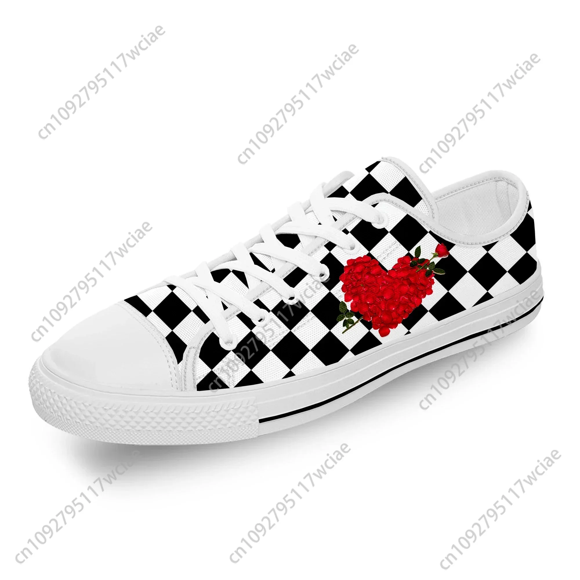 Black And White Squares Rose Flower White Cloth Fashion 3D Print Low Top Canvas Shoes Men Women Lightweight Breathable Sneakers
Black And White Squares Rose Flower White Cloth Fashion 3D Print Low Top Canvas Shoes Men Women Lightweight Breathable Sneakers