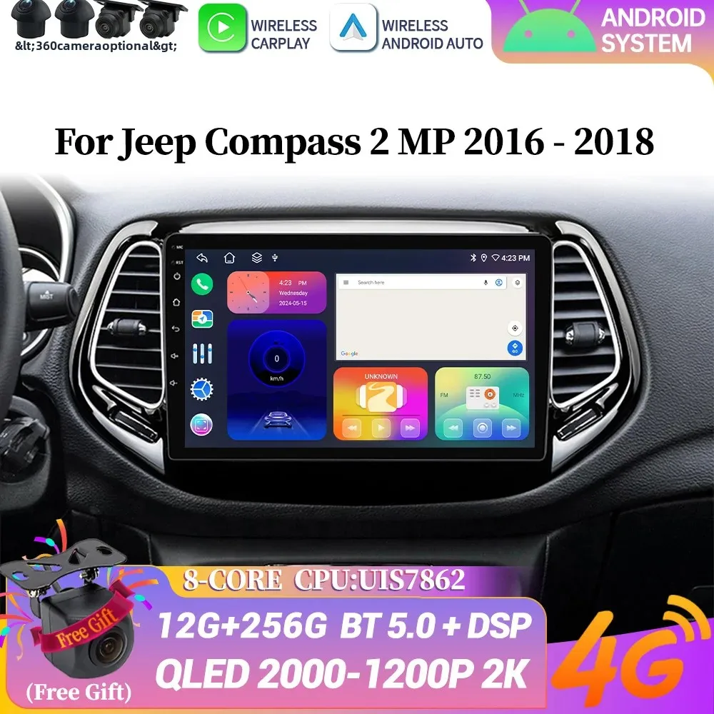Wireless Bluetooth Android Auto Carplay Car Radio Multimedia Head Unit Touch Screen GPS Stereo For Jeep Compass 2 MP 2016-2018
Wireless Bluetooth Android Auto Carplay Car Radio Multimedia Head Unit Touch Screen GPS Stereo For Jeep Compass 2 MP 2016-2018
