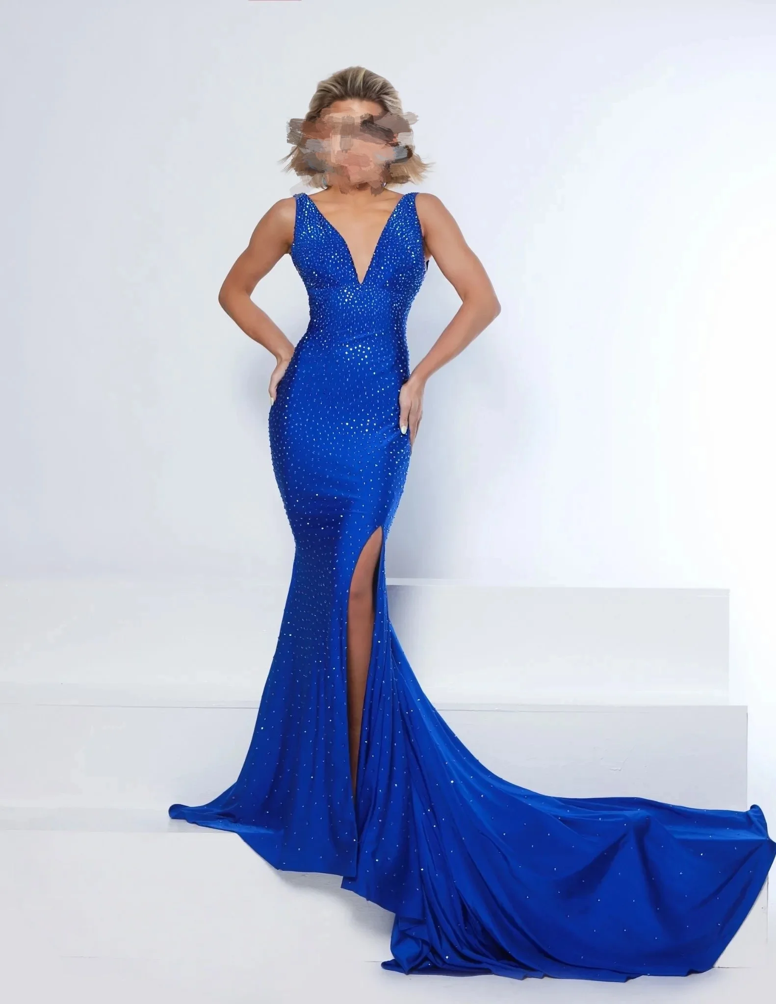 Luxury Royal Blue Mermaid Evening Dress 2025 Sleeveless V Neck High Slit Beaded Formal Long Gown Elegant Prom Party Dress
Luxury Royal Blue Mermaid Evening Dress 2025 Sleeveless V Neck High Slit Beaded Formal Long Gown Elegant Prom Party Dress