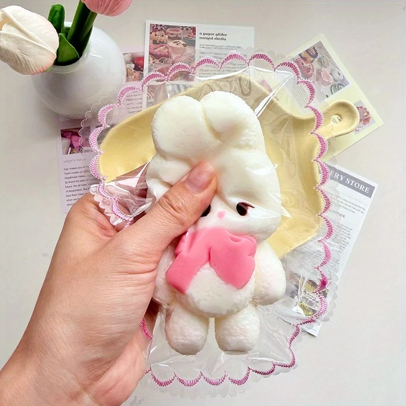 Bow bunny soft cute, soft butter cream texture squeezed, slowly expanding, sticky, sweet cute bunny design, birthday party gift, handmade soft silicone fingertips
Bow bunny soft cute, soft butter cream texture squeezed, slowly expanding, sticky, sweet cute bunny design, birthday party gift, handmade soft silicone fingertips