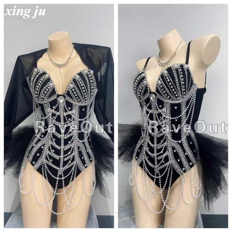 Xing Ju Women New Full Rhinestones Pearls Lace Bodysuit Female Singer Party Dance Outfits Sexy Festival Costume Stage Rave Wear
Xing Ju Women New Full Rhinestones Pearls Lace Bodysuit Female Singer Party Dance Outfits Sexy Festival Costume Stage Rave Wear