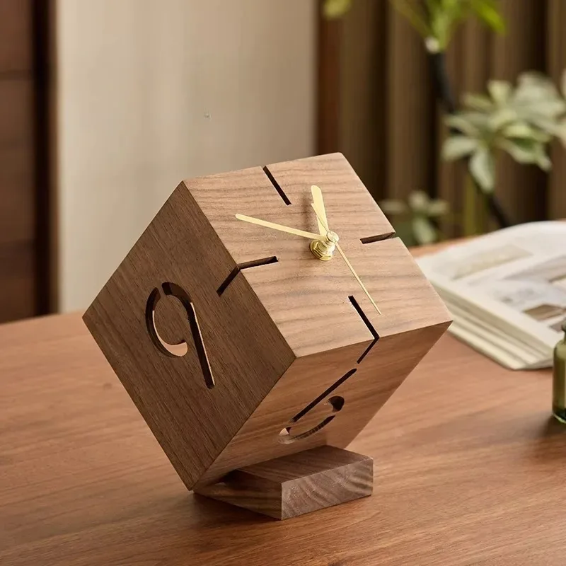 Cube Hollow Desktop Silent Clock Ornament Creative Black Walnut Small Clock Fashion Gift
Cube Hollow Desktop Silent Clock Ornament Creative Black Walnut Small Clock Fashion Gift