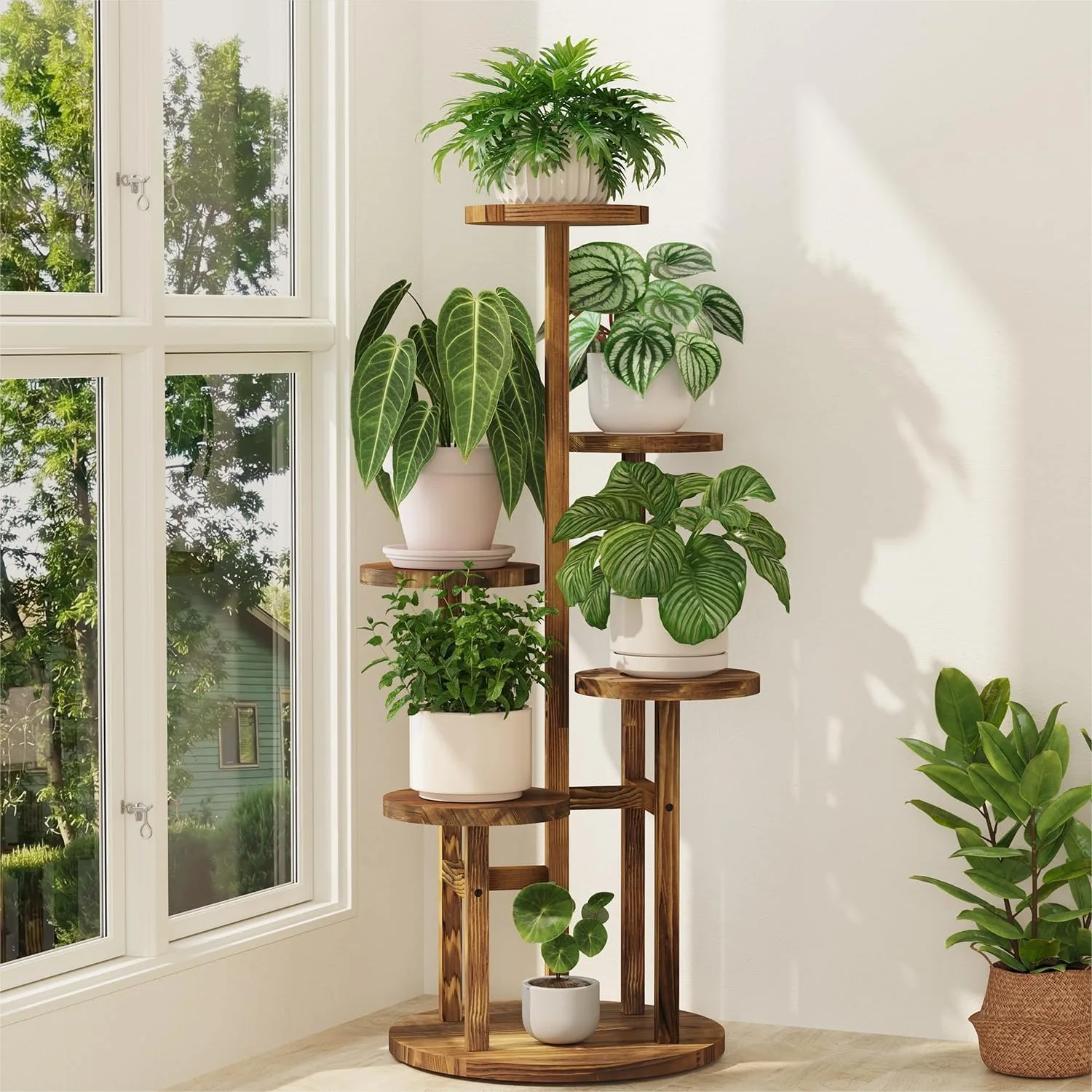 5 Tier Plant Stand Indoor, Solid Pinewood Corner Shelf for Living Room, Tall Flower Display Rack
5 Tier Plant Stand Indoor, Solid Pinewood Corner Shelf for Living Room, Tall Flower Display Rack