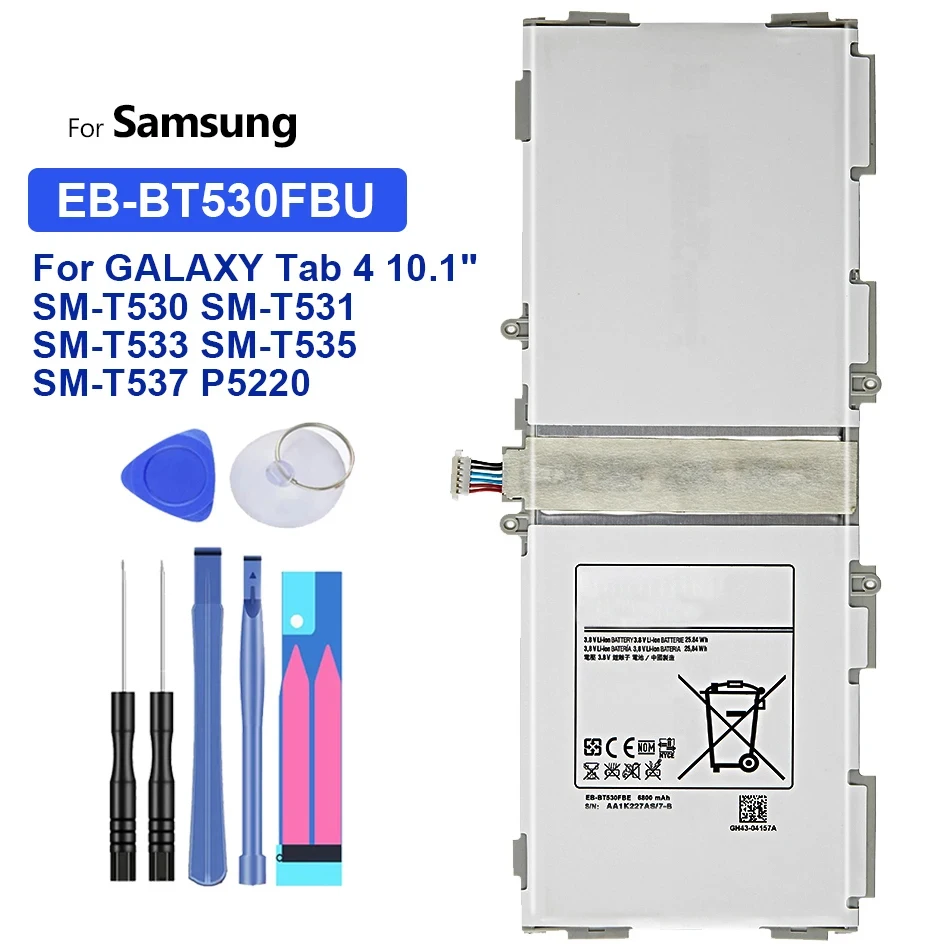 Аккумулятор для планшета Samsung Galaxy Tab 4, 10,1 дюйма, SM-T530, SM-T531, SM-T533, SM-T535, Φ, P5220, SM-T537,
Аккумулятор для планшета Samsung Galaxy Tab 4, 10,1 дюйма, SM-T530, SM-T531, SM-T533, SM-T535, Φ, P5220, SM-T537,