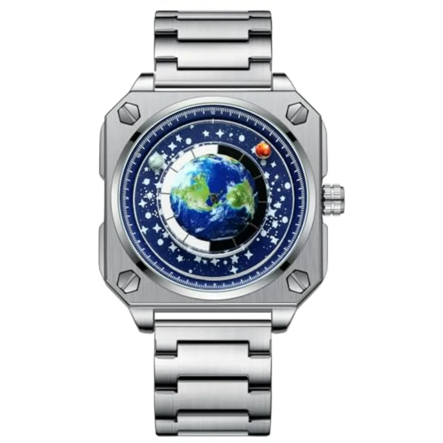 30M Waterproof Men World Map Watches Creative Wristwatch with Earth Globe Moon Sun Rotating Eye catching Cool Unique Square Dia
30M Waterproof Men World Map Watches Creative Wristwatch with Earth Globe Moon Sun Rotating Eye catching Cool Unique Square Dia