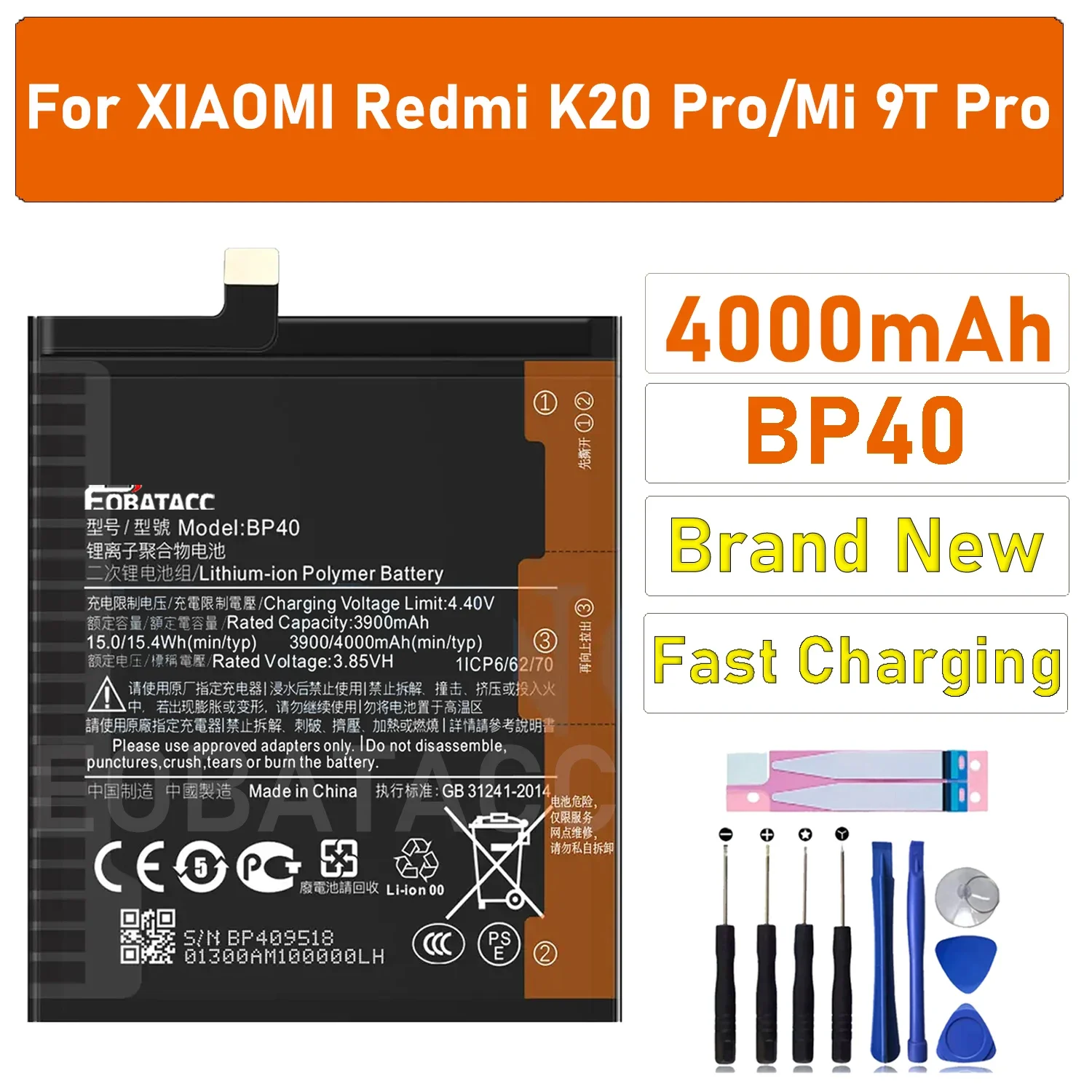 Новый оригинальный аккумулятор BP40 для Xiaomi Mi 9T Pro/Redmi K20 Pro, 4000 мАч, сменный аккумулятор для телефона + инструмент
Новый оригинальный аккумулятор BP40 для Xiaomi Mi 9T Pro/Redmi K20 Pro, 4000 мАч, сменный аккумулятор для телефона + инструмент