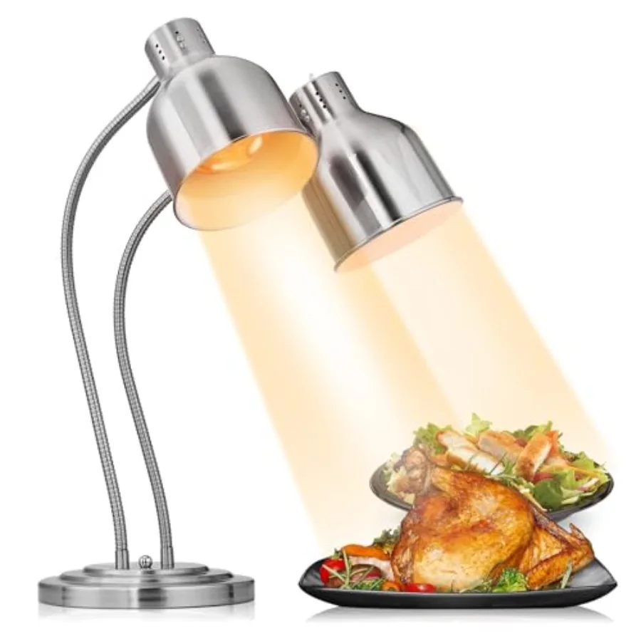 Food Heat Lamp for Restaurant Kitchen Cafeteria: 2-Head 500W Portable Electric Warming Lamp, Stainless Steel, Silver, Fast Heat
Food Heat Lamp for Restaurant Kitchen Cafeteria: 2-Head 500W Portable Electric Warming Lamp, Stainless Steel, Silver, Fast Heat
