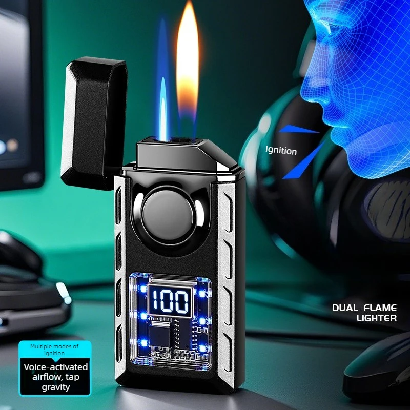 TH663A Black Technology Voice-activated Induction Lighter, Power Display, Double Flame Cigarette Lighter, Cool Lanterns
TH663A Black Technology Voice-activated Induction Lighter, Power Display, Double Flame Cigarette Lighter, Cool Lanterns