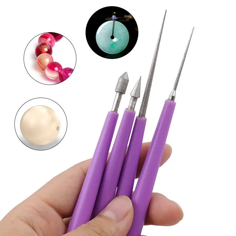 4pcs Jewelry Making Diamond Pearl Glass Bead Reamer Burr Beading Hole Enlarger Tool Purple Woodworking Hand Craft Tool Set
4pcs Jewelry Making Diamond Pearl Glass Bead Reamer Burr Beading Hole Enlarger Tool Purple Woodworking Hand Craft Tool Set