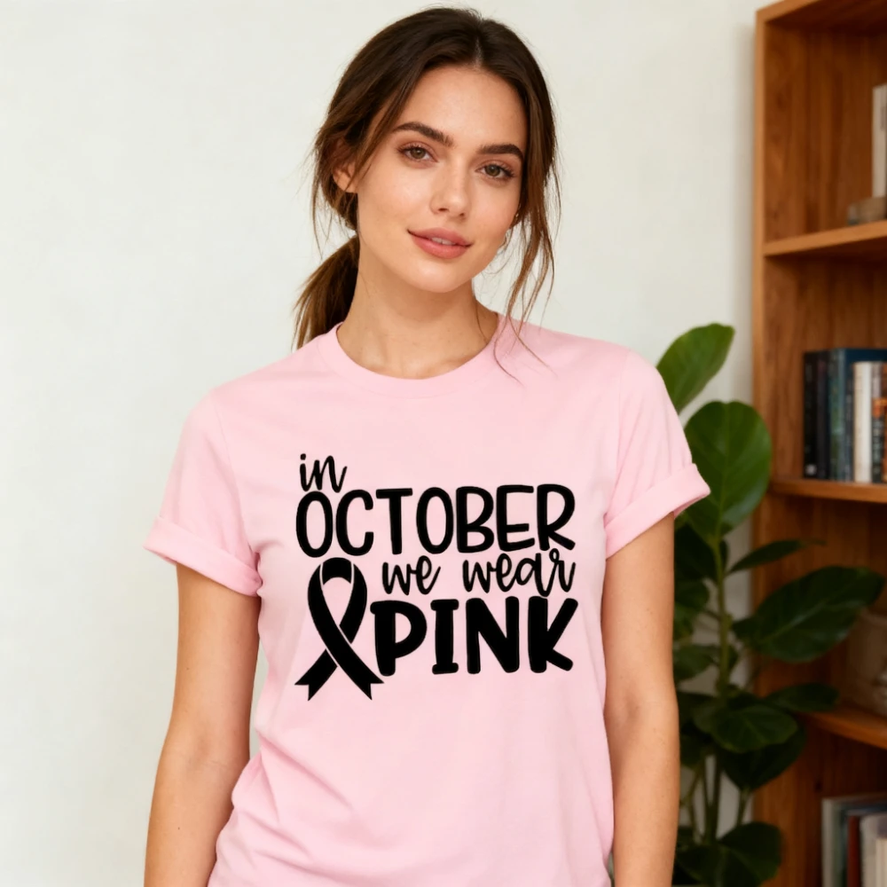 Breas Cancer in October We Wear Pink Cotton T-shirt Men Women Cancer Support Gift Halloween Pumpkin Printed Short Sleeve TShirt
Breas Cancer in October We Wear Pink Cotton T-shirt Men Women Cancer Support Gift Halloween Pumpkin Printed Short Sleeve TShirt