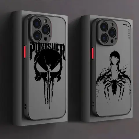 Luxury Marvel Punisher Venom Frosted Translucent For Apple iPhone 15 14 13 12 11 XS XR X 8 7 SE Pro Max Plus Mini Cover
