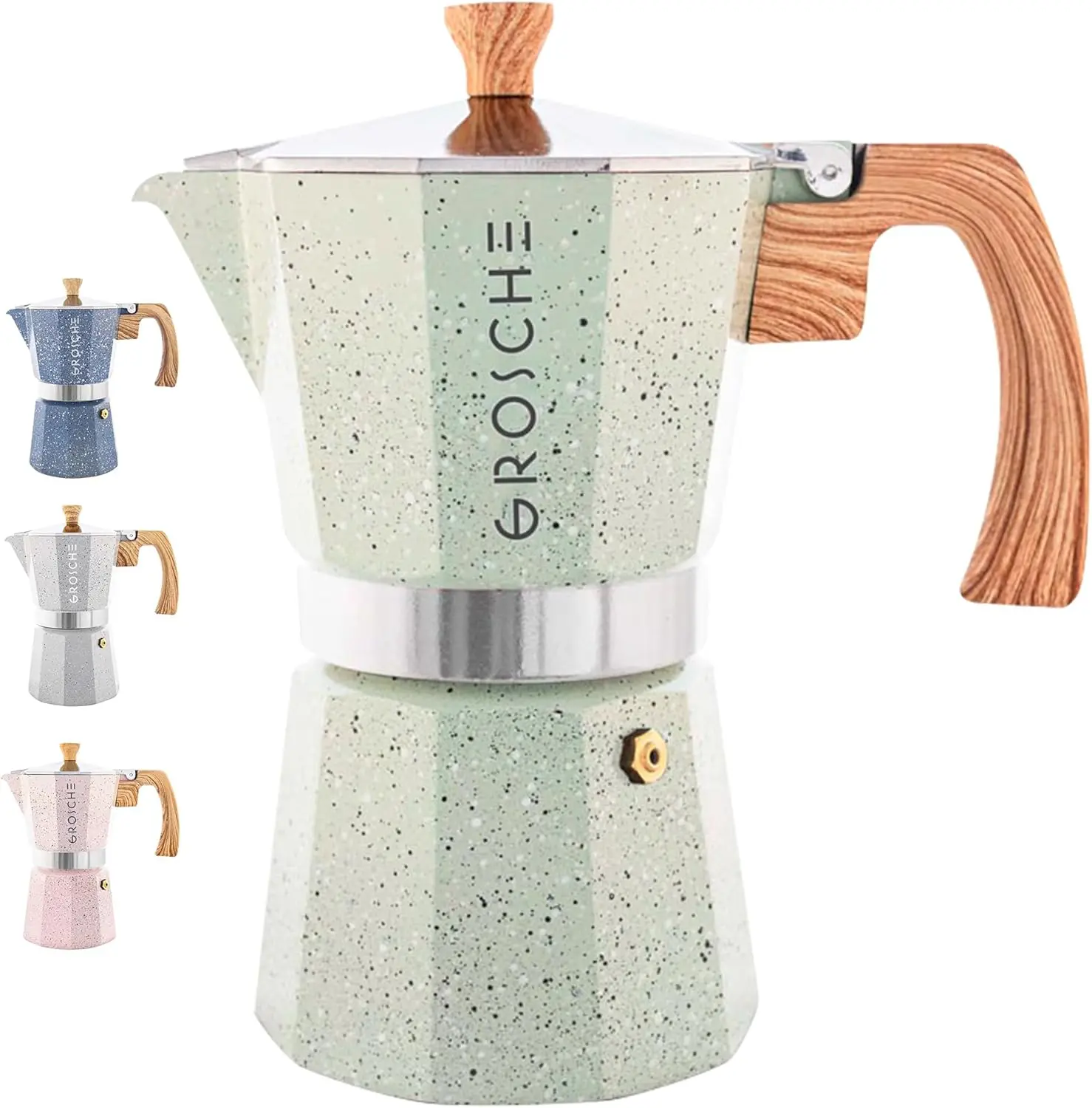 Moka Pot Stovetop Espresso Maker, 6 Cup Capacity, Mint Green Finish, Manual Coffee Percolator
Moka Pot Stovetop Espresso Maker, 6 Cup Capacity, Mint Green Finish, Manual Coffee Percolator