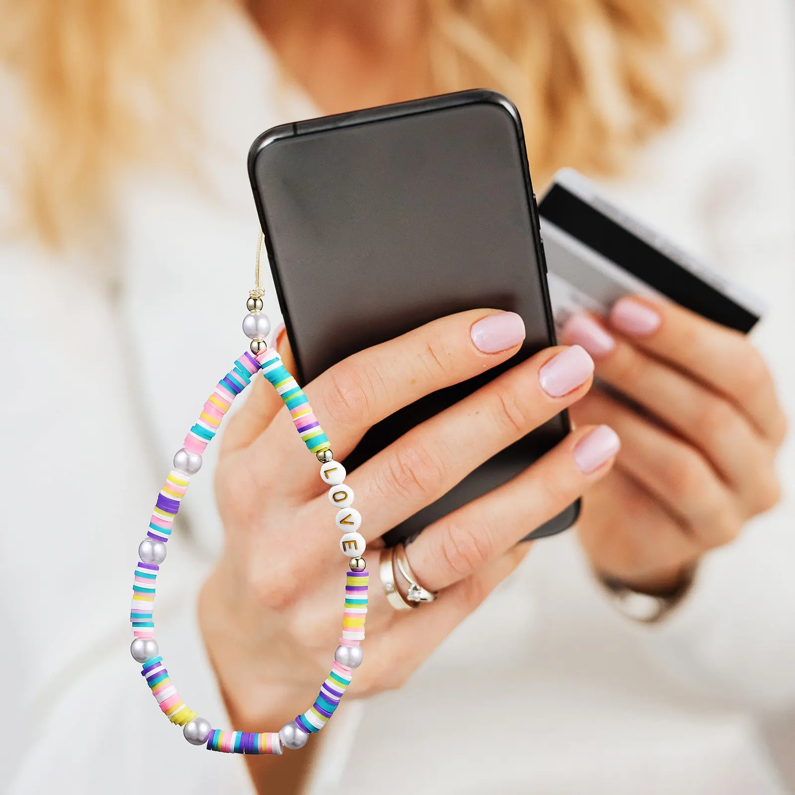 2Pcs Beaded Mobile Phone Wrist Lanyard Love Letter Design Lightweight Polymer Clay Phone Strap for Keychain
2Pcs Beaded Mobile Phone Wrist Lanyard Love Letter Design Lightweight Polymer Clay Phone Strap for Keychain