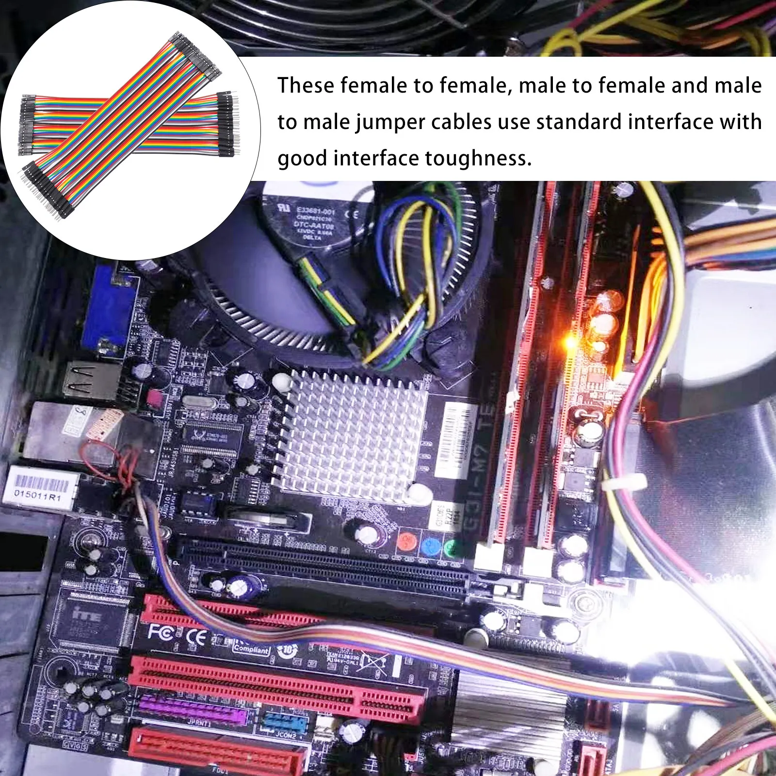 1Set Breadboard Jumper Wire 40Pin Preformed Ribbon Wire Female to Female Solderless Cable for Experiment Board