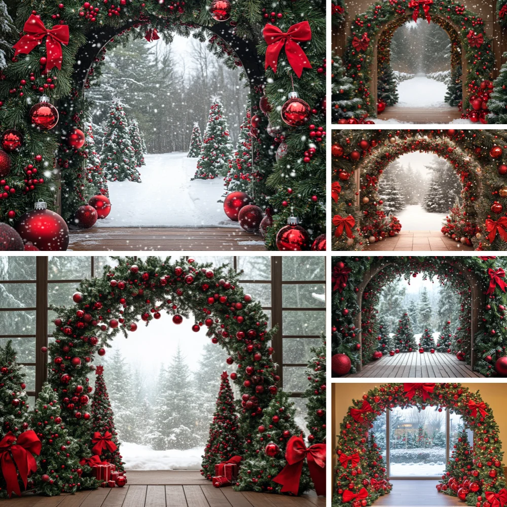 Winter Snow Christmas Arch Backdrop Red Bow Bauble Pine Garland Snowy Forest Path Holiday Portrait Photography Background Cloth
Winter Snow Christmas Arch Backdrop Red Bow Bauble Pine Garland Snowy Forest Path Holiday Portrait Photography Background Cloth