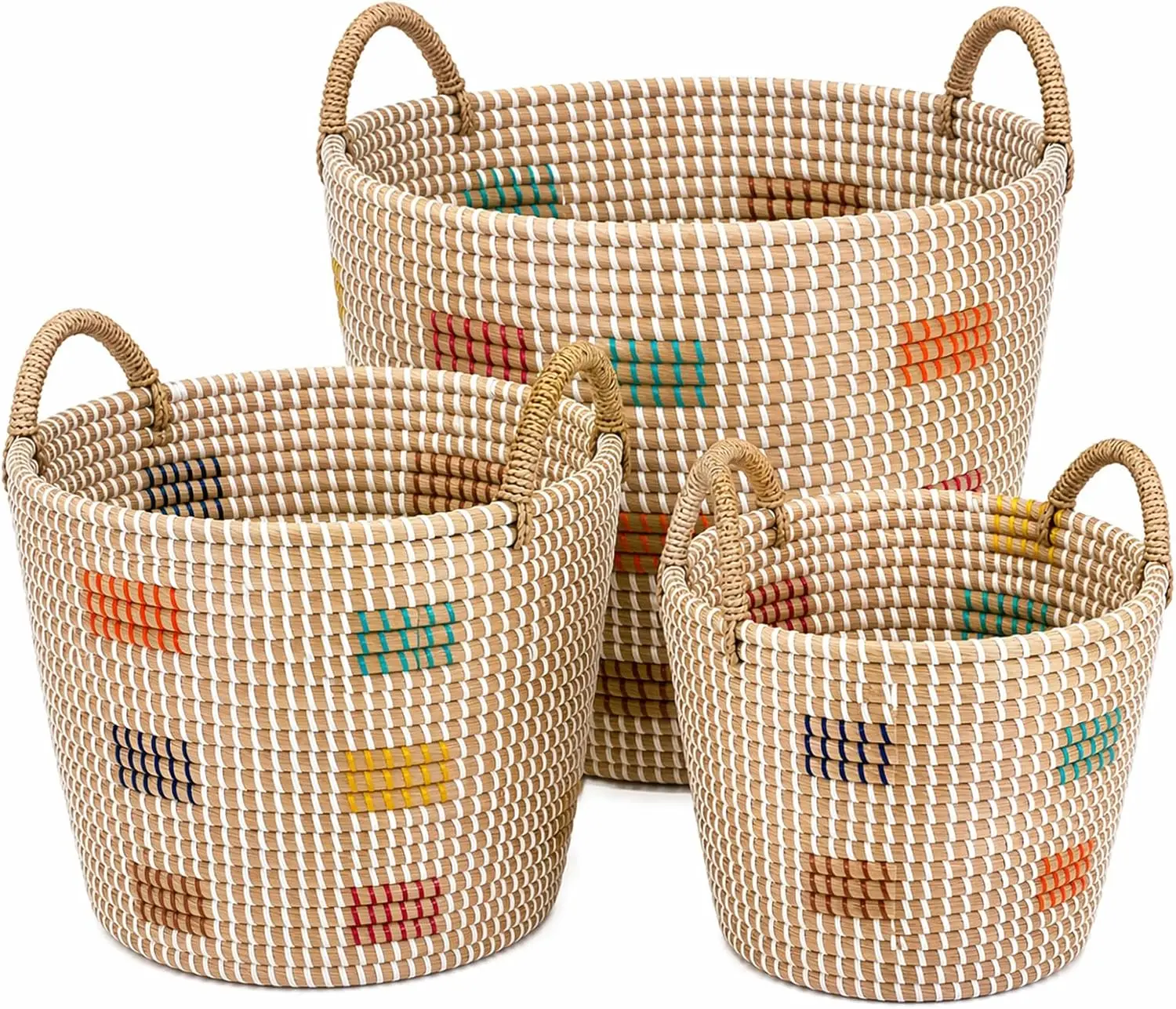 Natural Seagrass Storage Baskets Set of 3 with Handles, Handwoven Decorative Nesting Bins for Blankets, Towels, Toys, Closet, Li
Natural Seagrass Storage Baskets Set of 3 with Handles, Handwoven Decorative Nesting Bins for Blankets, Towels, Toys, Closet, Li
