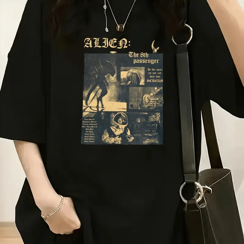 Ретро научно-фантастический сезон ужасов «Alien» из чистого хлопка, повседневная и модная футболка, подходящая для мужчин и женщин
Ретро научно-фантастический сезон ужасов «Alien» из чистого хлопка, повседневная и модная футболка, подходящая для мужчин и женщин