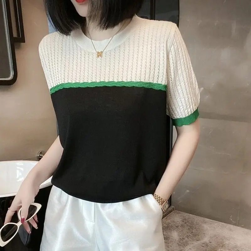 Summer Women's O-Neck Patchwork Print Cotton Short Sleeve T-Shirt with Loose Pullover Casual Knit Top High Quality Tops Q374
Summer Women's O-Neck Patchwork Print Cotton Short Sleeve T-Shirt with Loose Pullover Casual Knit Top High Quality Tops Q374