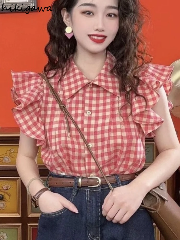 Women's Clothing Vintage Blouses 2025 Blusas Mujer De Moda Flying Sleeve Fashion Summer Shirts Ruffles Loose Plaid Blouse Tops
Women's Clothing Vintage Blouses 2025 Blusas Mujer De Moda Flying Sleeve Fashion Summer Shirts Ruffles Loose Plaid Blouse Tops