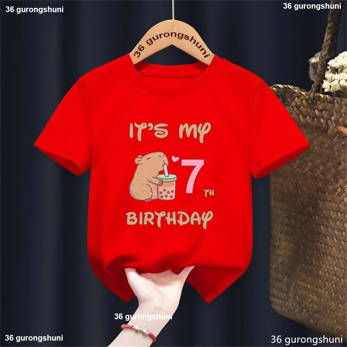 It'S My 7th Birthday Graphic Printed Tshirt For Girls/Boys Custom Name Capybare Love Boba Funny Kids Clothes Solid T-Shirt Tops
It'S My 7th Birthday Graphic Printed Tshirt For Girls/Boys Custom Name Capybare Love Boba Funny Kids Clothes Solid T-Shirt Tops