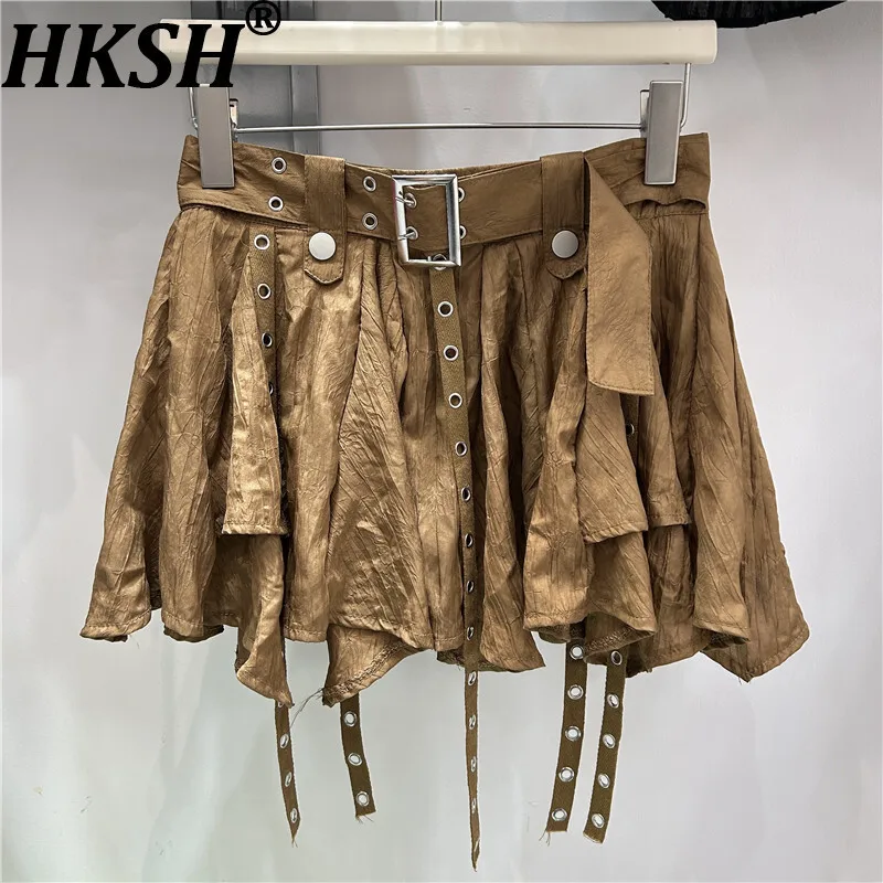 HKSH Summer New Women Short Skirt Irregular Hem Pleated Ruffled Belted High Waisted Versatile Retro Elegant Trend Skirts HK17051
HKSH Summer New Women Short Skirt Irregular Hem Pleated Ruffled Belted High Waisted Versatile Retro Elegant Trend Skirts HK17051