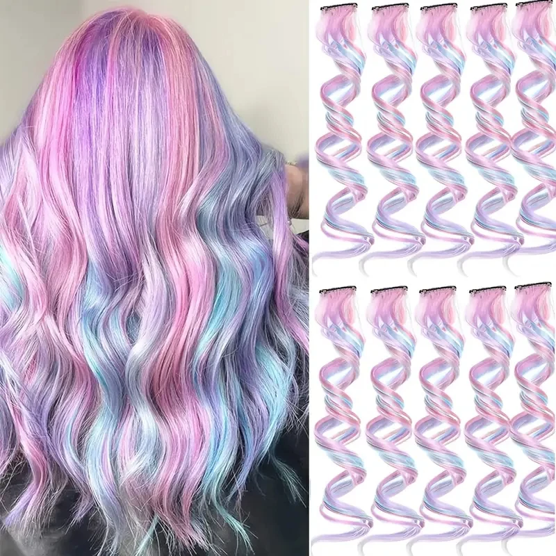 6pcs 22in Unicorn Hair Extensions, Clip-in Synthetic Curly Hair for Women, Ideal for Halloween & Christmas Party Looks
6pcs 22in Unicorn Hair Extensions, Clip-in Synthetic Curly Hair for Women, Ideal for Halloween & Christmas Party Looks