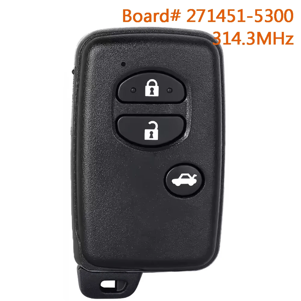 KEYECU 271451-5300 314.3MHz Smart Remote Car Key Fob for Toyota Prius Aqua Vitz Wish Land Cruiser 2009+ 4D Chip 3 Buttons
KEYECU 271451-5300 314.3MHz Smart Remote Car Key Fob for Toyota Prius Aqua Vitz Wish Land Cruiser 2009+ 4D Chip 3 Buttons