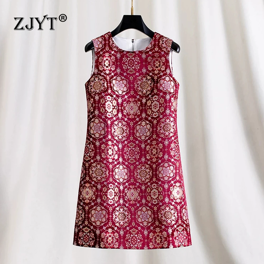 ZJYT Runway Fashion 2026 Spring Summer Dresses for Women Sleeveless O Neck Print Vintage Tank Jacquard Dress Ladies Vestidos
ZJYT Runway Fashion 2026 Spring Summer Dresses for Women Sleeveless O Neck Print Vintage Tank Jacquard Dress Ladies Vestidos