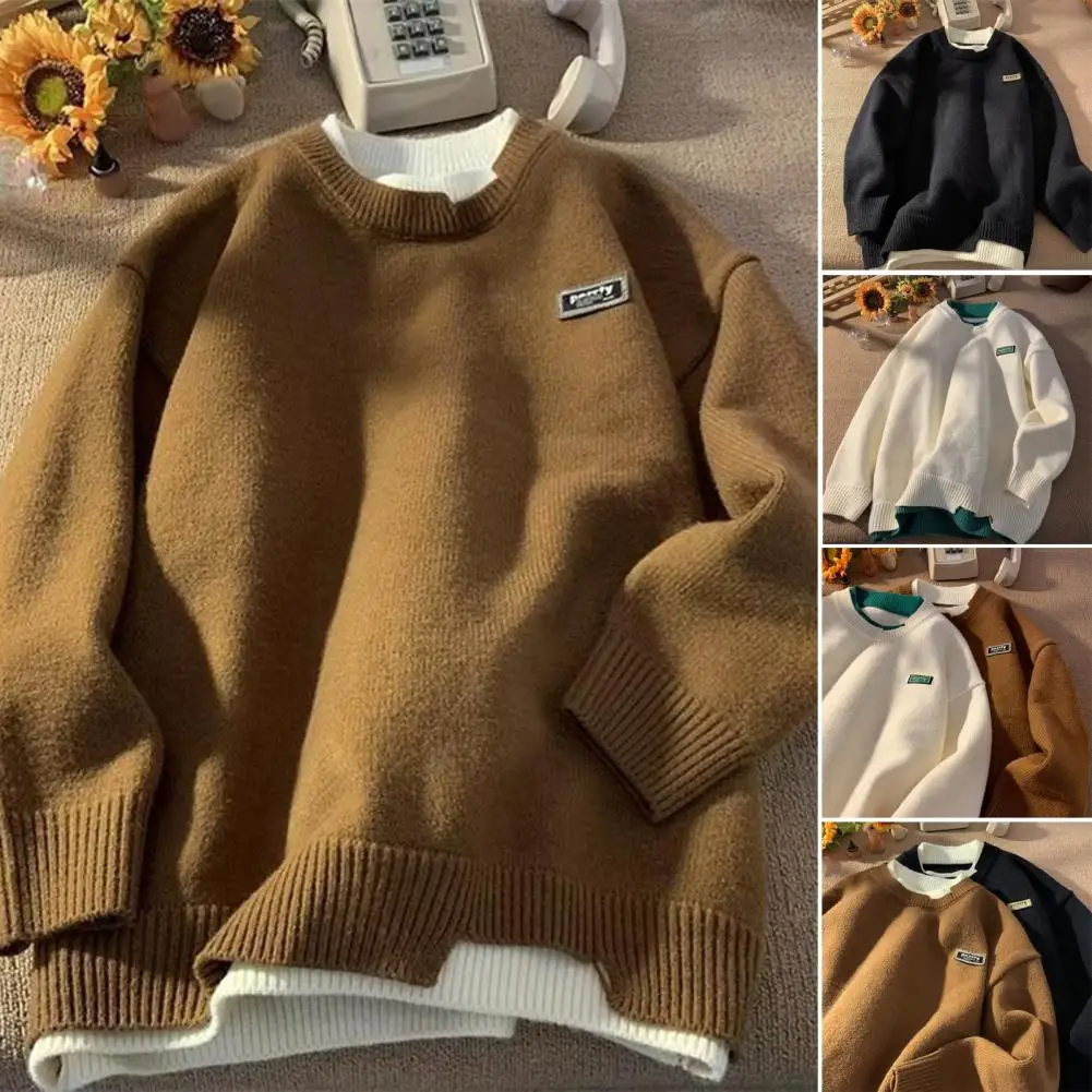 Men Round Neck Sweater Men's Autumn Winter Loose Fit Sweater O-neck Long Sleeve Knit Tops Thickened Warm Pullover Color Matching
Men Round Neck Sweater Men's Autumn Winter Loose Fit Sweater O-neck Long Sleeve Knit Tops Thickened Warm Pullover Color Matching