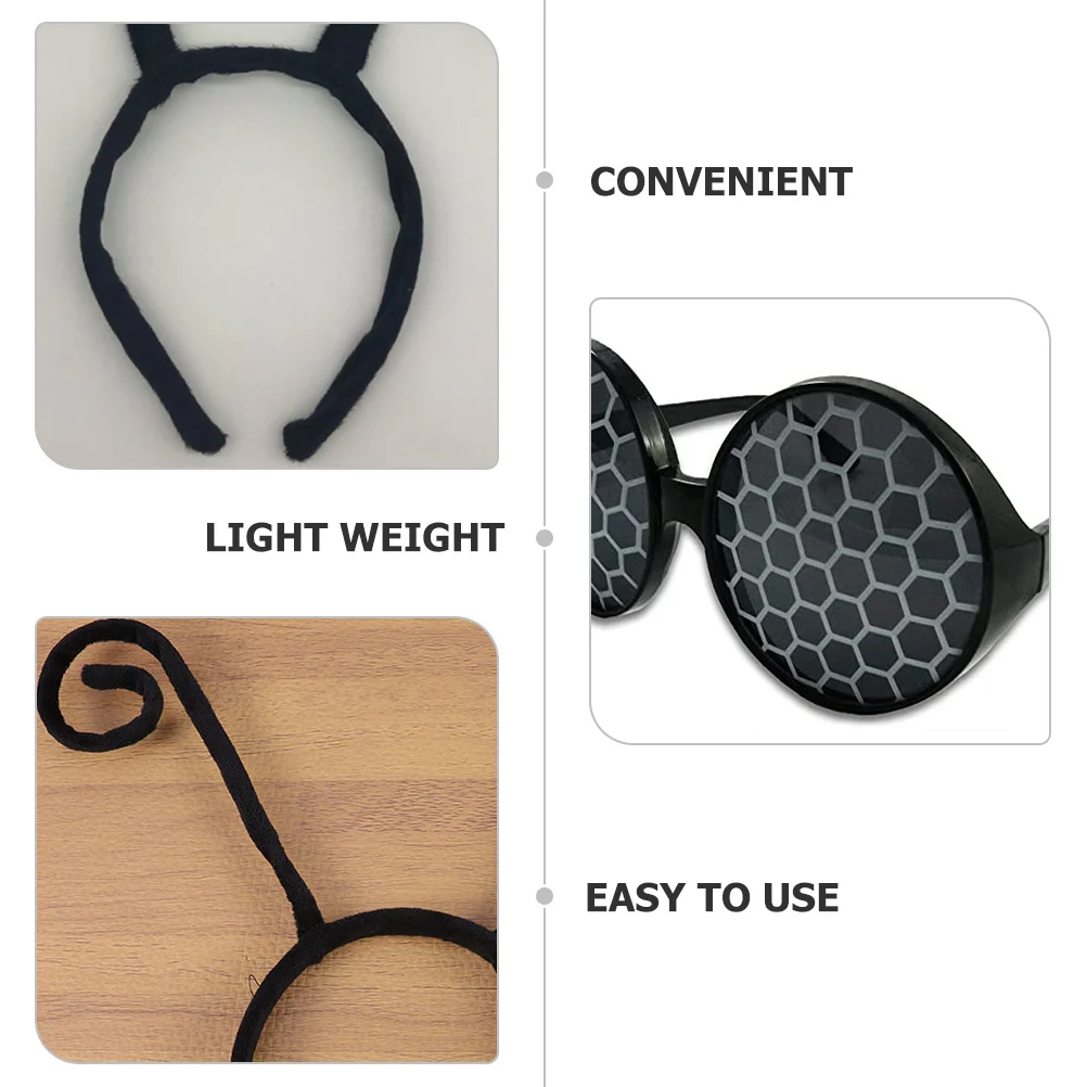 Creative Bug Antenna Headband Glasses Set for Party Cosplay Lightweight Plastic Fabric Ant Hairband Costume Accessory Black
Creative Bug Antenna Headband Glasses Set for Party Cosplay Lightweight Plastic Fabric Ant Hairband Costume Accessory Black