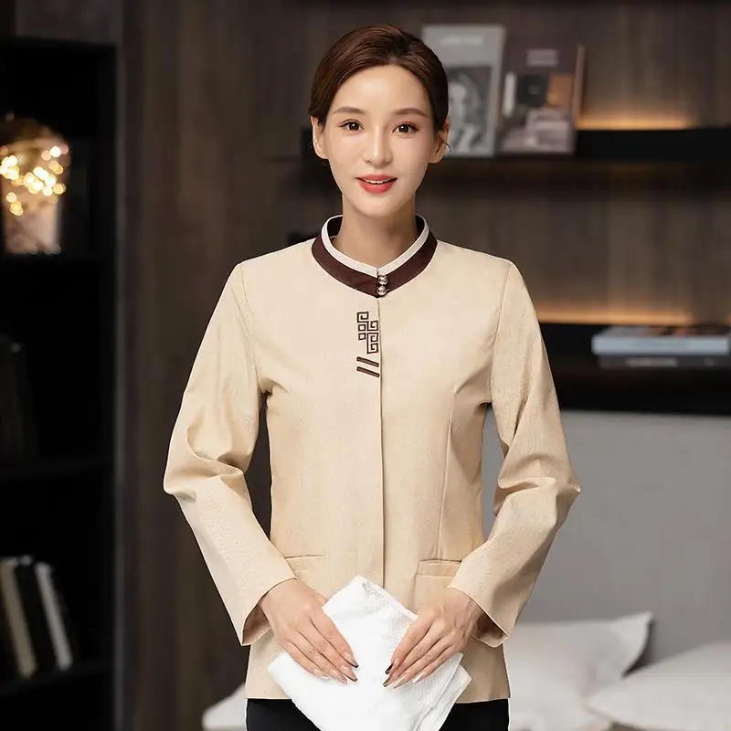 Women's long-sleeved cleaning workwear for spring and autumn, short-sleeved cleaning uniforms for hotel room service staff in au
Women's long-sleeved cleaning workwear for spring and autumn, short-sleeved cleaning uniforms for hotel room service staff in au
