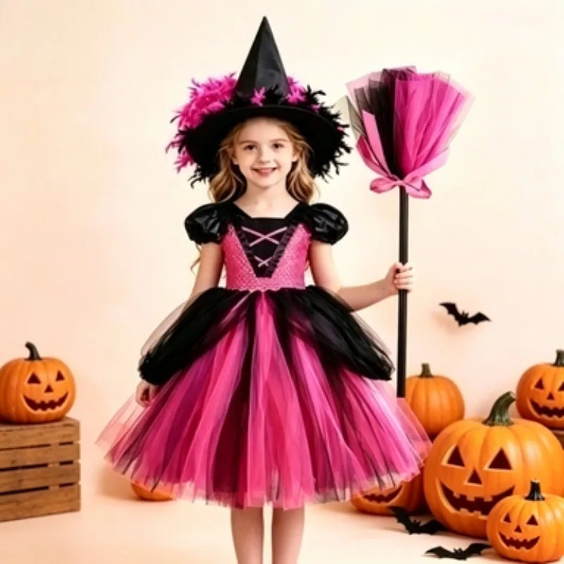 Little Girls Long Puff Sleeve Princess Dress, Fluffy Tulle Tutu Dress with Witch Hat for Halloween Party, Kids Festival Outfit
Little Girls Long Puff Sleeve Princess Dress, Fluffy Tulle Tutu Dress with Witch Hat for Halloween Party, Kids Festival Outfit