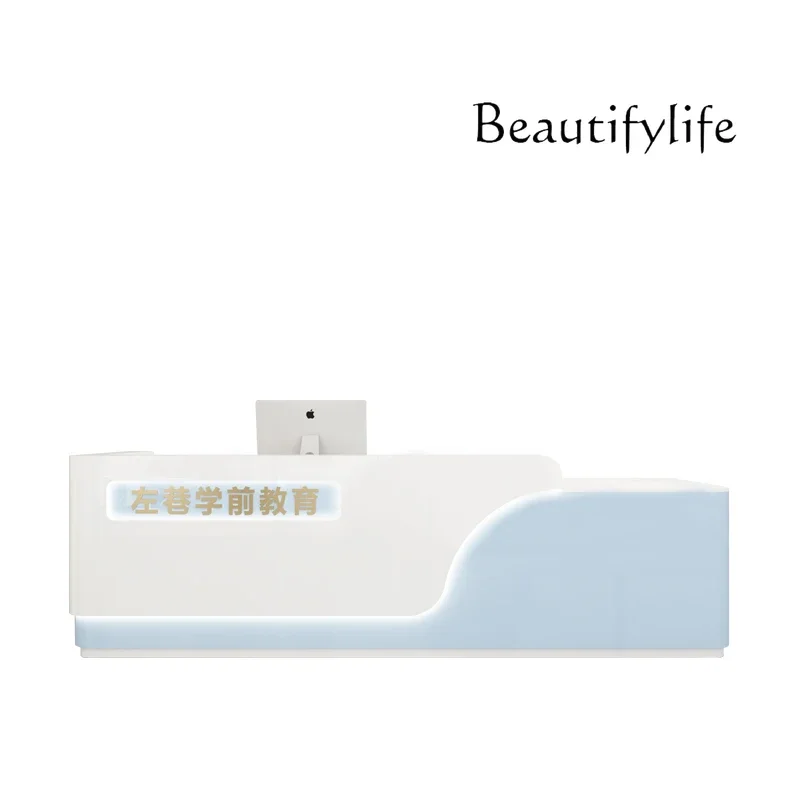 Simple and fresh reception desk Sports hall Bar counter Education and training Front desk
Simple and fresh reception desk Sports hall Bar counter Education and training Front desk