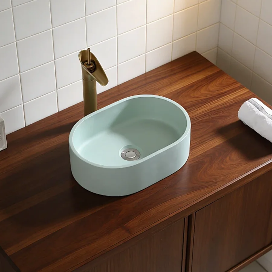 40Cm*28Cm Oval-Shaped Cement Light Green Washbasin, Ideal for Modern Bathroom Fixtures, Suitable for Changing Rooms, Vanity Tables, Bathrooms, Toilets, and Rvs
40Cm*28Cm Oval-Shaped Cement Light Green Washbasin, Ideal for Modern Bathroom Fixtures, Suitable for Changing Rooms, Vanity Tables, Bathrooms, Toilets, and Rvs 