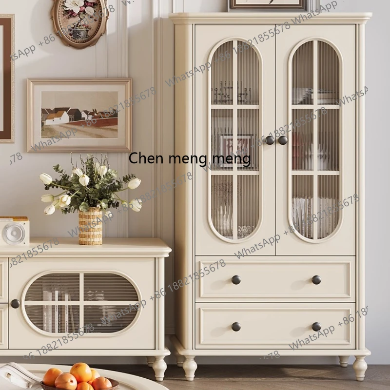 French American Style High and Low Cabinet Storage Home Living Room Cream Style Wine Cabinet Display White Storage Cabinet
French American Style High and Low Cabinet Storage Home Living Room Cream Style Wine Cabinet Display White Storage Cabinet