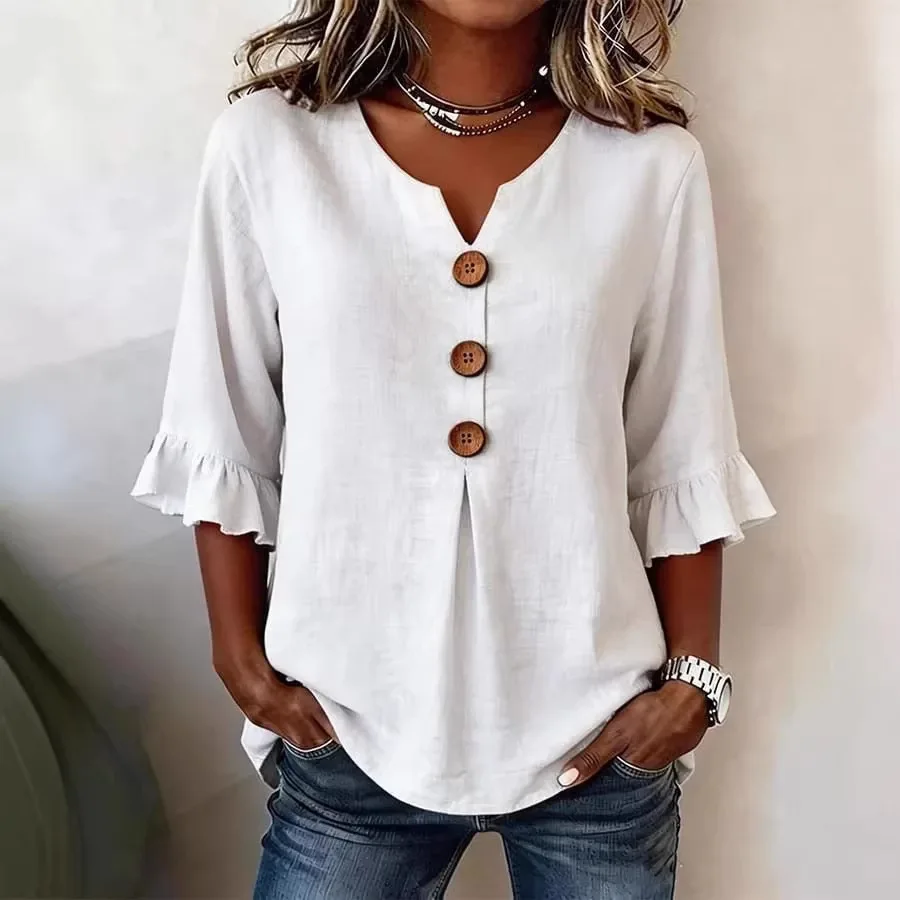 2026 New Summer Women's V-neck Button-down Top
2026 New Summer Women's V-neck Button-down Top