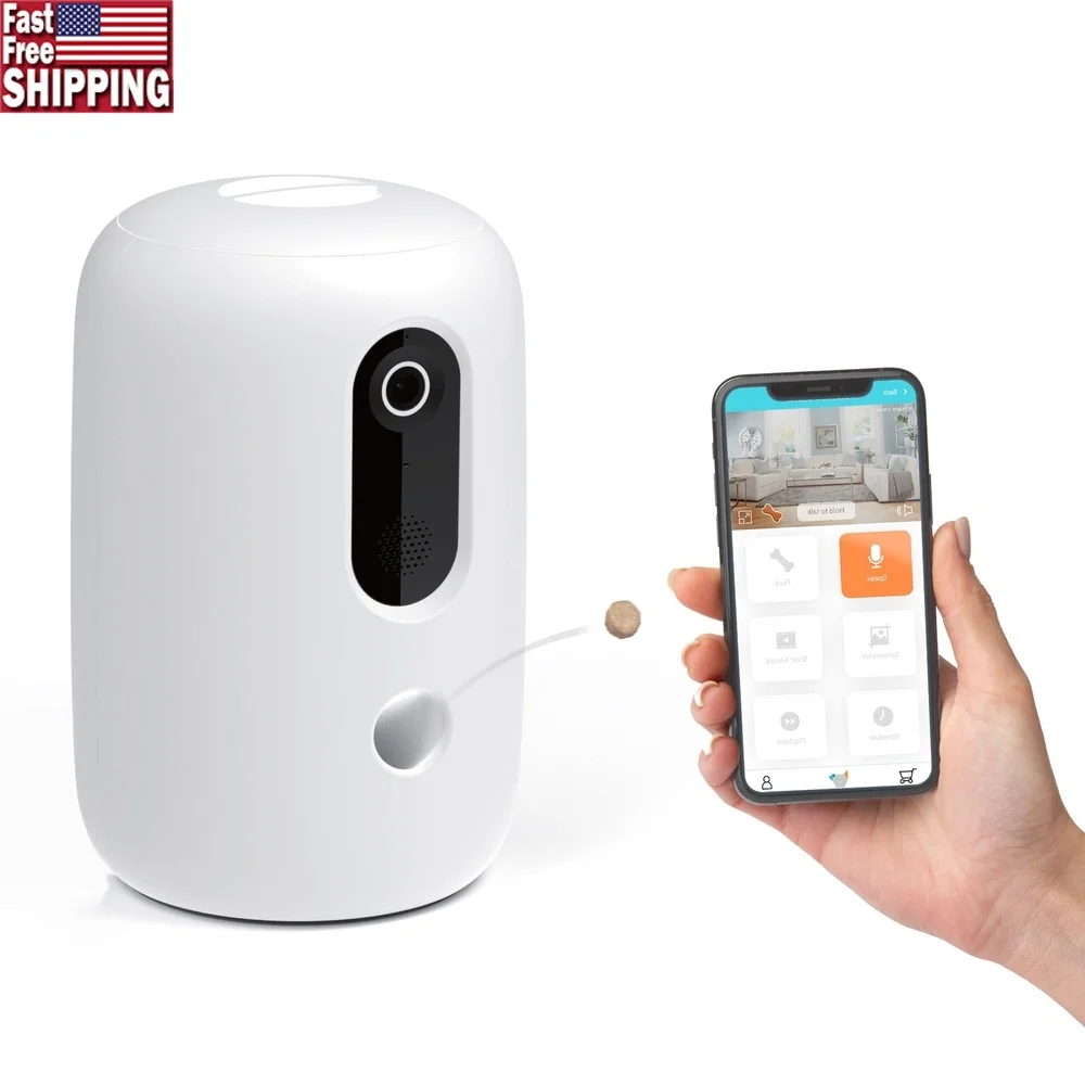 Smart Pet Treat Dispenser Automatic Feeding with HD Camera Night Vision Motion Detection App Control Multi Pet Friendly
Smart Pet Treat Dispenser Automatic Feeding with HD Camera Night Vision Motion Detection App Control Multi Pet Friendly