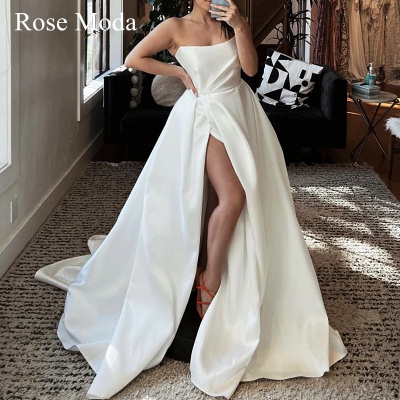 Rose Moda Removable Off Shoulder Straps High Slit Beach Wedding Dresses with Pockets Custom Make Real Photo
Rose Moda Removable Off Shoulder Straps High Slit Beach Wedding Dresses with Pockets Custom Make Real Photo