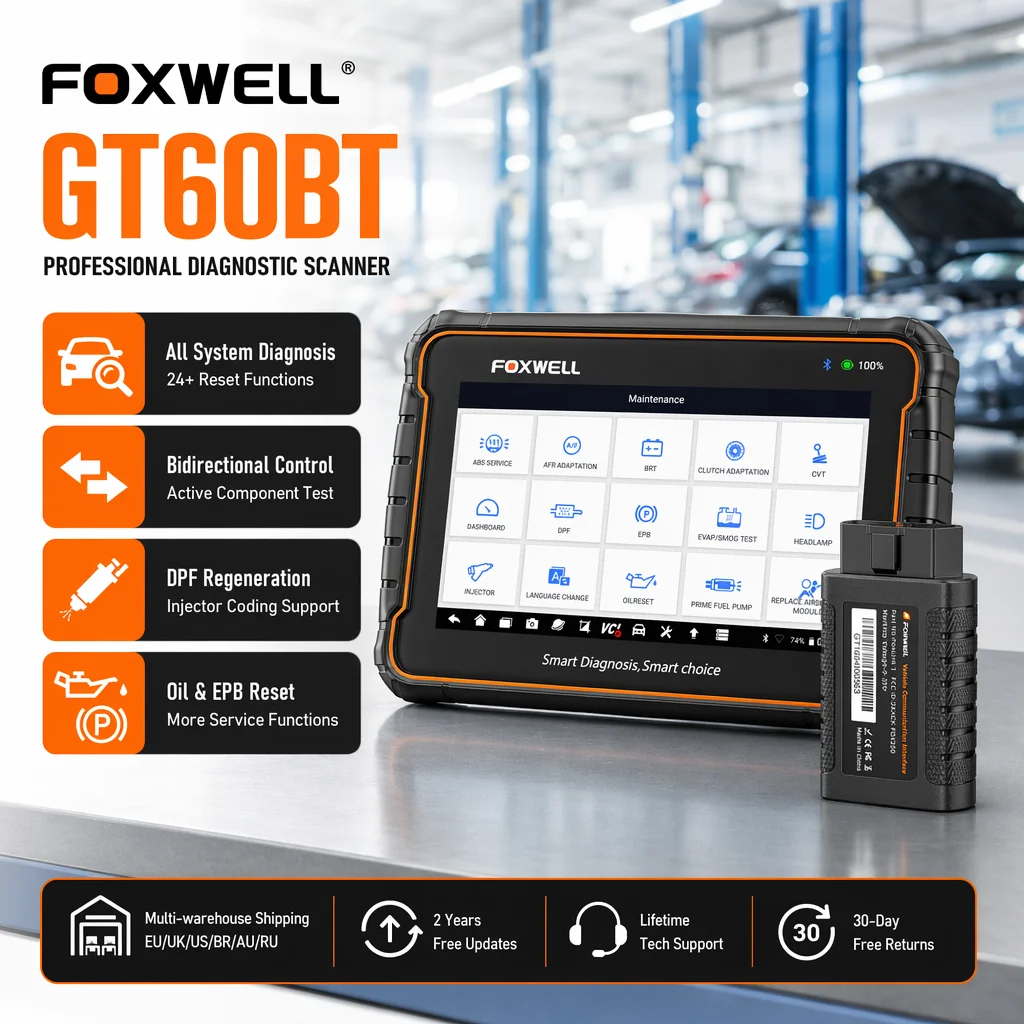 Bidirectional Active Test Full System OBD2 Scanner FOXWELL GT60 24 Plus Resets DPF BMS TPMS EPB Oil Air Fuel Diagnostic Tool
Bidirectional Active Test Full System OBD2 Scanner FOXWELL GT60 24 Plus Resets DPF BMS TPMS EPB Oil Air Fuel Diagnostic Tool