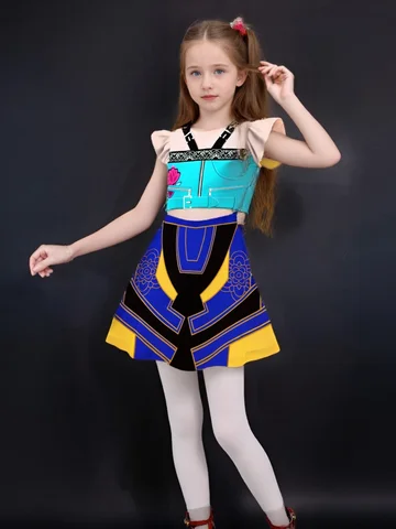 Halloween Zoey Mira Rumi Colorful Cosplay Costume for Girl Movie K-Pop Group Idol Role Play Christmas Flying Sleeve Dress